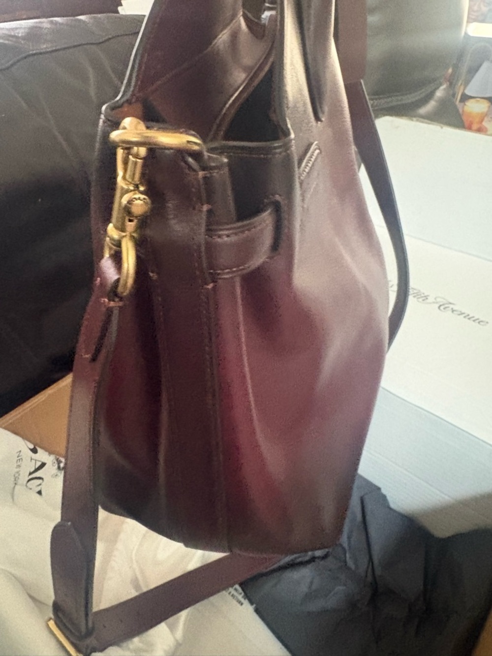 Coach Burgundy Leather Satchel with Gold Logo - Picture 11 of 16
